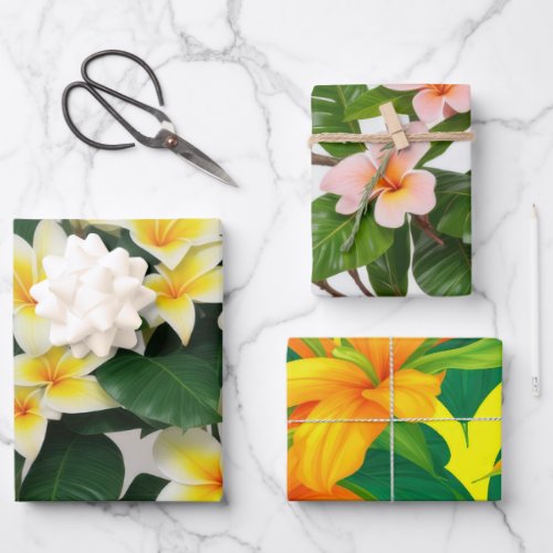 Tropical Flower Wrapping Paper Sheets