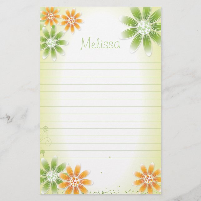 Tropical Flowers 5.5" x 8.5" Stationery (Front)