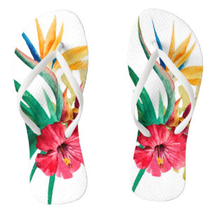 Tropical Flowers Adult Flip Flops
