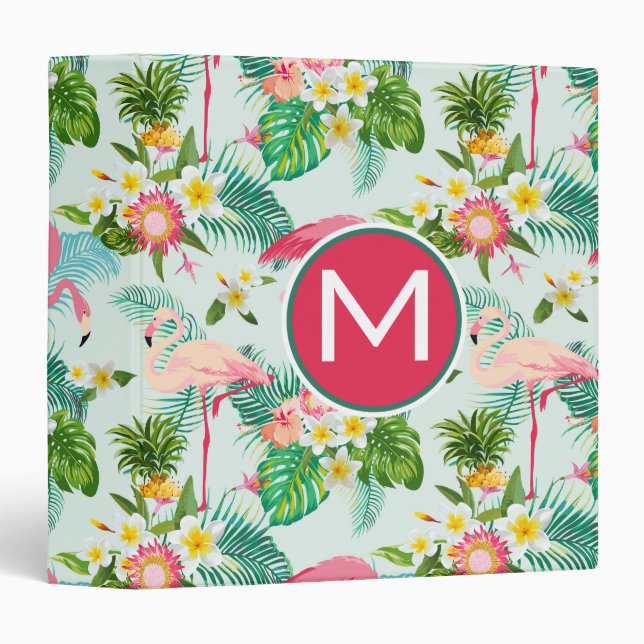 Tropical Flowers And Birds | Add Your Initial Binder (Front/Spine)