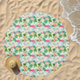 Tropical Flowers And Birds Beach Towel