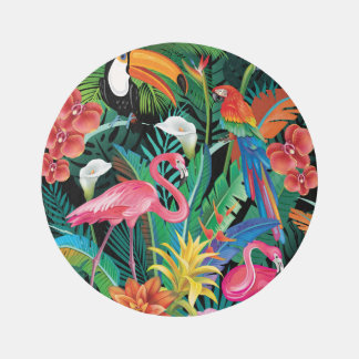Tropical flowers and birds composition. rug