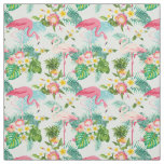 Tropical Flowers And Birds Fabric