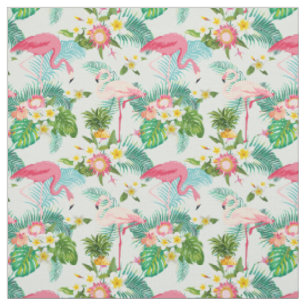 Tropical Flowers And Birds Fabric
