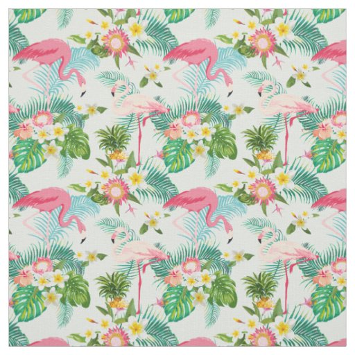 Tropical Flowers And Birds Fabric