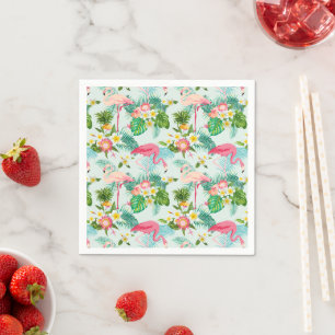 Tropical Flowers And Birds Napkins