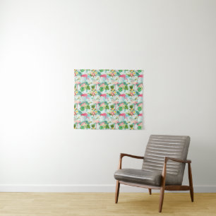 Tropical Flowers And Birds Tapestry