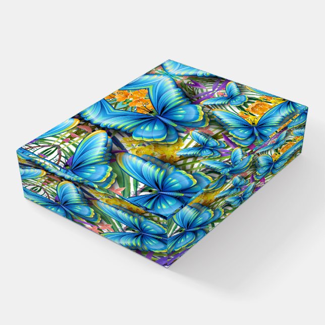 Tropical Flowers and Butterflies Paperweight (Angled)
