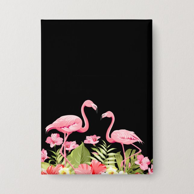 Tropical Flowers And Flamingos-32146 Button (Front)