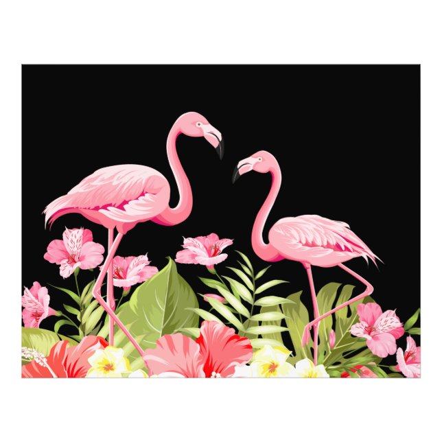 Tropical Flowers And Flamingos-32146 Photo Print (Front)