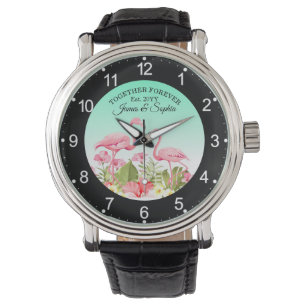 Tropical Flowers and Flamingos Design Watch