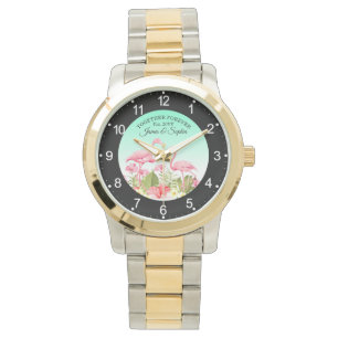 Tropical Flowers and Flamingos Design Watch