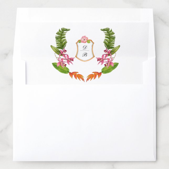 Tropical flowers and foliage Wedding  Envelope Liner (In Envelope)