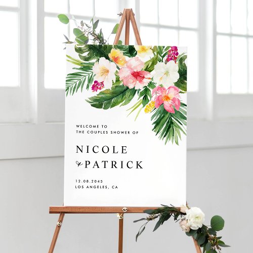 Tropical Flowers and Greenery Couples Shower Poster