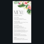 Tropical Flowers and Greenery Summer Wedding Menu<br><div class="desc">Customizable lemon wedding menu card.  It features watercolour illustrations of palm leaves,  banana leaves,  hibiscus,  plumeria and other tropical plants. Personalize by adding date and meal choice. This tropical menu card is perfect for summer weddings,  baby showers,  bridal showers,  birthdays,  and more.</div>