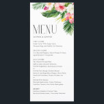 Tropical Flowers and Greenery Summer Wedding Menu<br><div class="desc">Customizable lemon wedding menu card.  It features watercolour illustrations of palm leaves,  banana leaves,  hibiscus,  plumeria and other tropical plants. Personalize by adding date and meal choice. This tropical menu card is perfect for summer weddings,  baby showers,  bridal showers,  birthdays,  and more.</div>