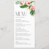 Tropical Elephant Boy Baby Shower Menu Sign