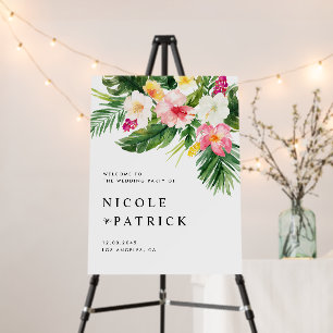 Tropical Flowers and Greenery Wedding Party Foam Board