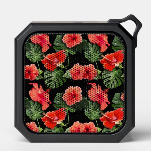 Tropical flowers and leaves design bluetooth speaker