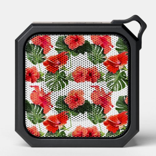 Tropical flowers and leaves design bluetooth speaker