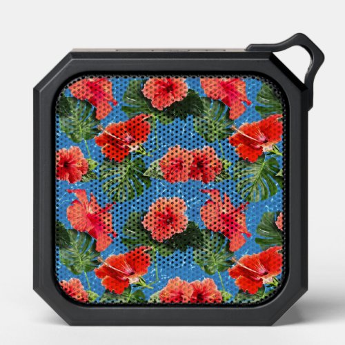 Tropical flowers and leaves design bluetooth speaker