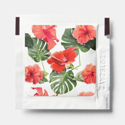 Tropical flowers and leaves design hand sanitizer packet