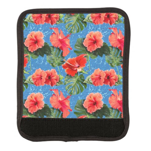 Tropical flowers and leaves design luggage handle wrap