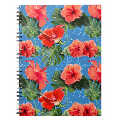 Tropical flowers and leaves design notebook