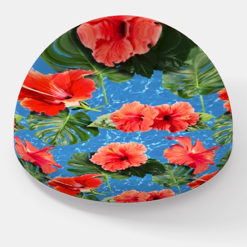 Tropical flowers and leaves design paperweight