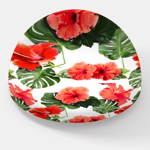 Tropical flowers and leaves design paperweight