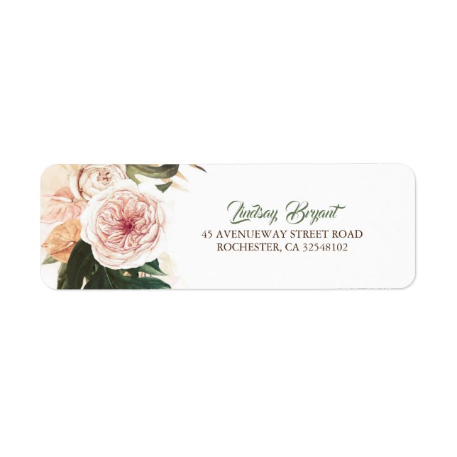 Tropical Flowers and Palm Leaves Wedding Label (Front)