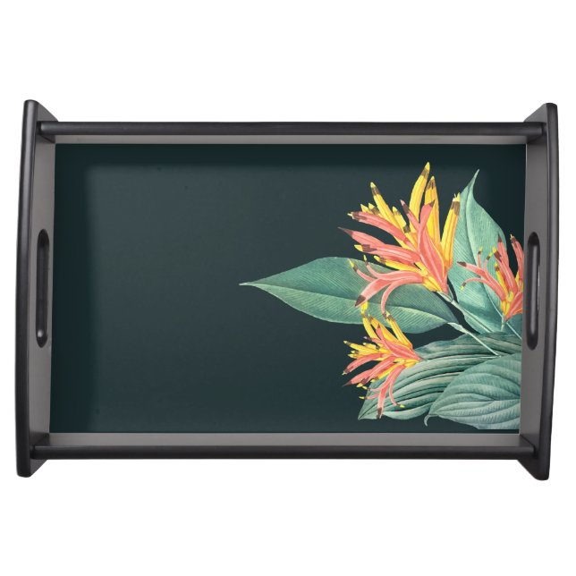 Tropical Flowers and Sage Leaves Serving Tray (Front)