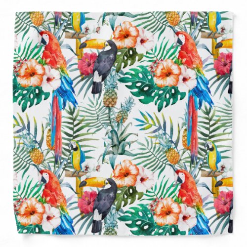 Tropical Flowers and Toucan Bandana