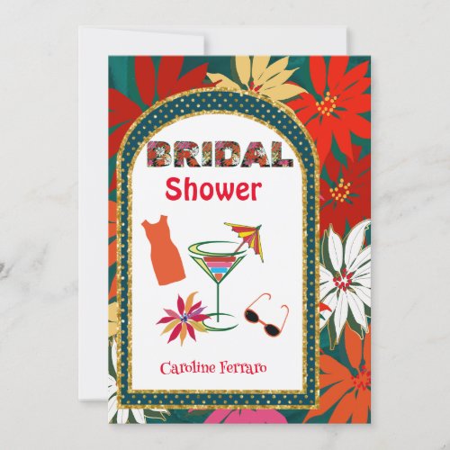 Tropical Flowers  Arch Bridal Shower Invitation