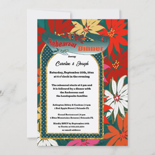 Tropical Flowers  Arch Rehearsal Dinner Invitation