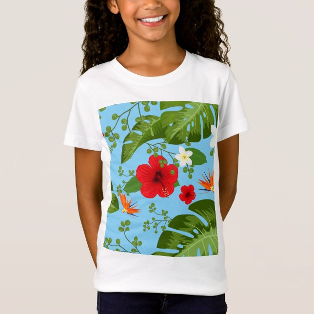 Tropical Flowers Background 12 T-Shirt (Front)