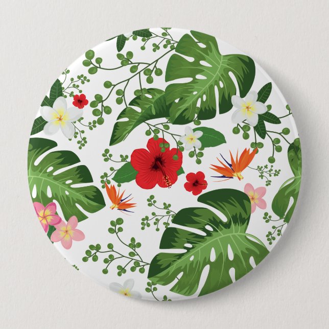Tropical Flowers Background 2 Button (Front)
