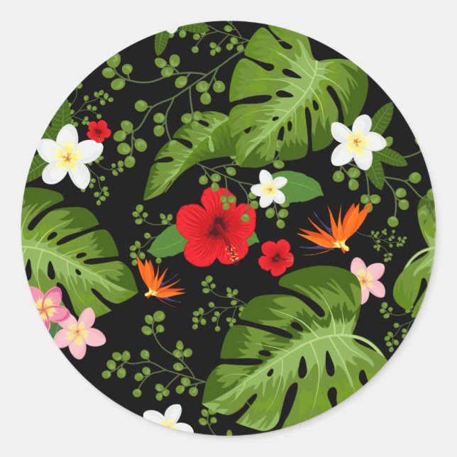 Tropical Flowers Background 3 Classic Round Sticker (Front)