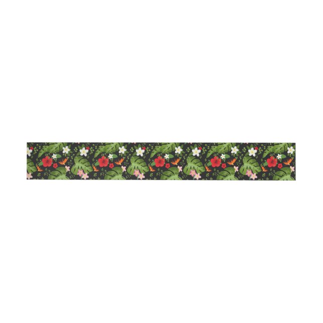 Tropical Flowers Background 3 Wrap Around Label (Individual)
