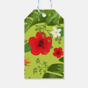 Tropical Flowers Background 6 Gift Tags