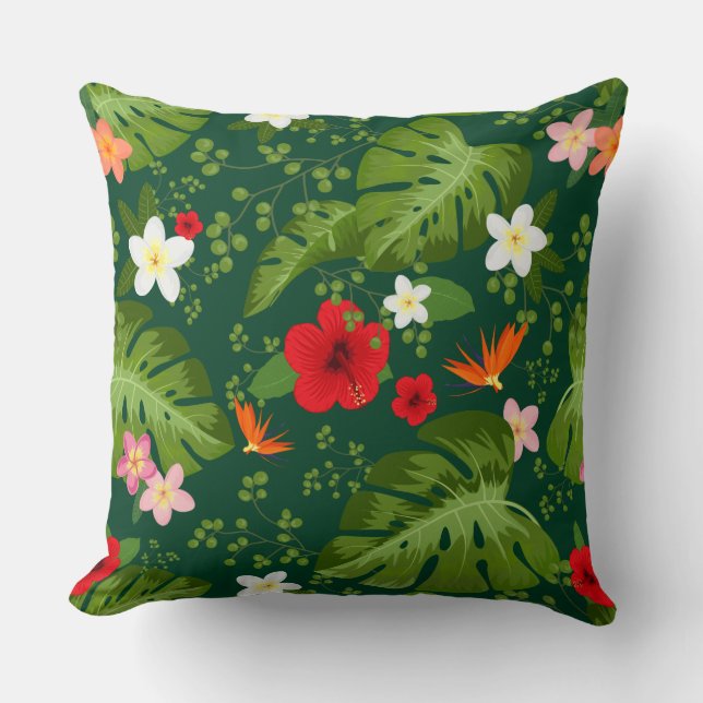 Tropical Flowers Background 7 Throw Pillow (Front)