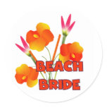 Tropical Flowers Beach Bride Classic Round Sticker