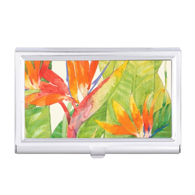 Tropical Flowers | Bird of Paradise Business Card Holder (Front)