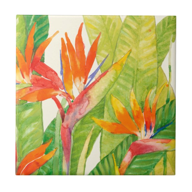 Tropical Flowers | Bird of Paradise Ceramic Tile (Front)