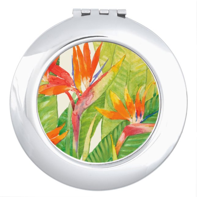 Tropical Flowers | Bird of Paradise Compact Mirror (Front)