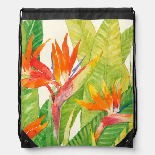 Tropical Flowers  Bird of Paradise Drawstring Bag