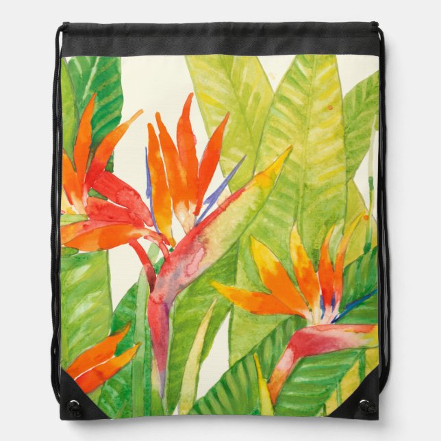 Tropical Flowers | Bird of Paradise Drawstring Bag (Front)