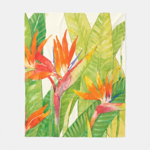 Tropical Flowers  Bird of Paradise Fleece Blanket