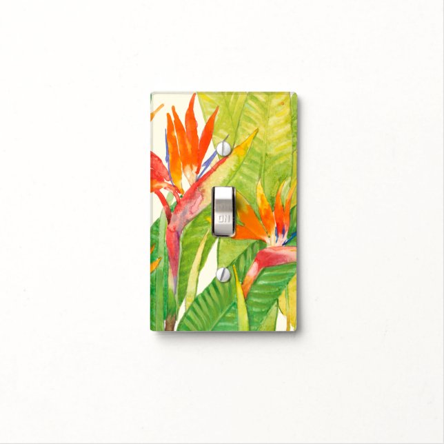 Tropical Flowers | Bird of Paradise Light Switch Cover (In Situ)