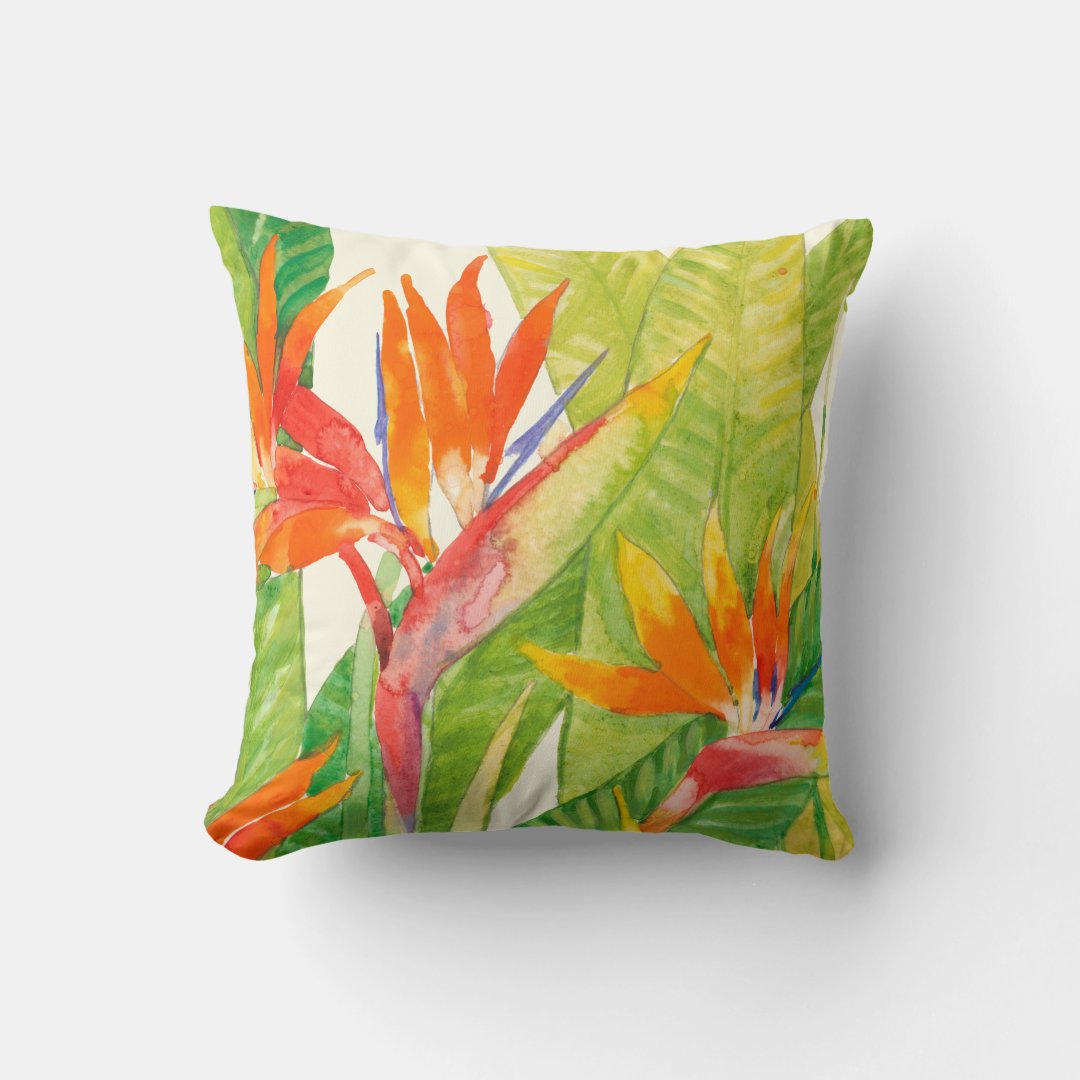 Tropical Flowers Bird of Paradise Throw Pillow Zazzle